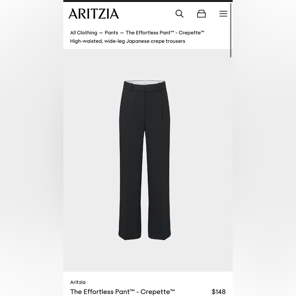 Aritzia Black Wide-Leg Crepe Pants